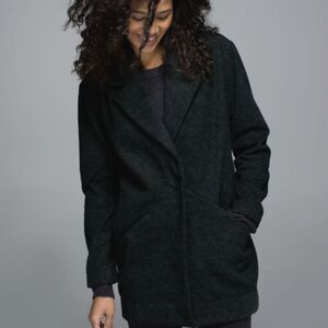 Lululemon Cozy Car Coat Deep Jungle Green Black Size Large